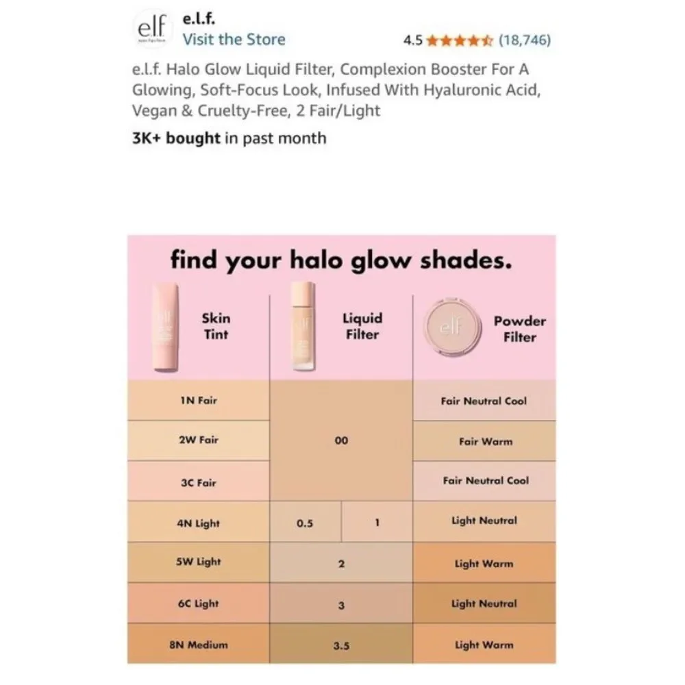 *New* Elf halo glow liquid filter glow booster in #2 Fair/light